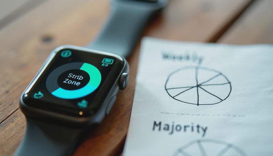 Smartwatch showing teal weekly zone distribution beside a simple paper training log.