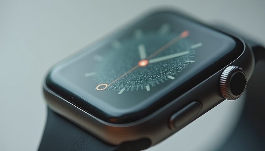 Macro view of a hazed optical heart-rate sensor window on a used smartwatch case showing real wear.